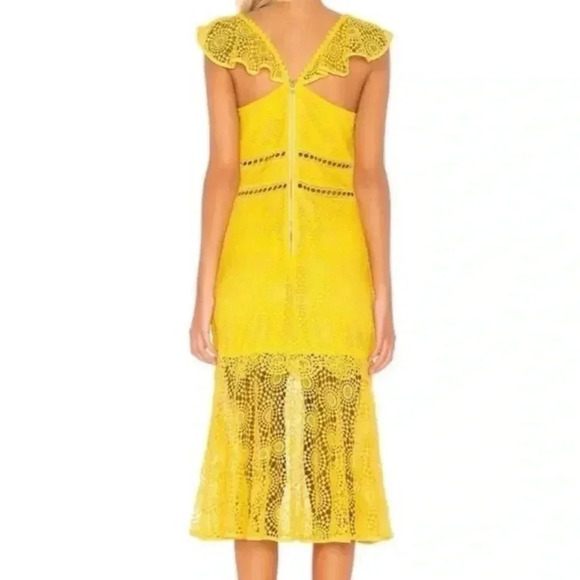 Saylor Leilani Eyelet Yellow Dress Size M $297 - Picture 5 of 7